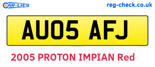 AU05AFJ are the vehicle registration plates.