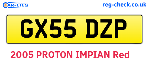 GX55DZP are the vehicle registration plates.