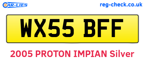 WX55BFF are the vehicle registration plates.