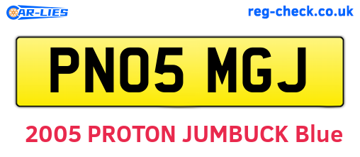 PN05MGJ are the vehicle registration plates.