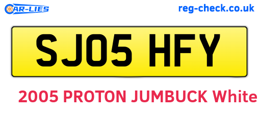 SJ05HFY are the vehicle registration plates.