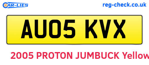AU05KVX are the vehicle registration plates.