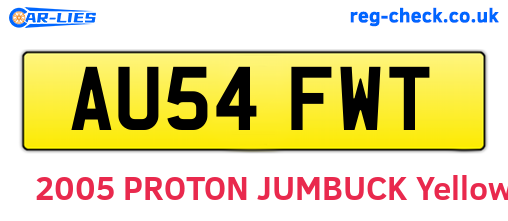AU54FWT are the vehicle registration plates.