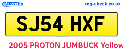 SJ54HXF are the vehicle registration plates.