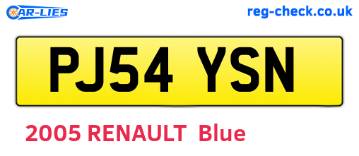 PJ54YSN are the vehicle registration plates.