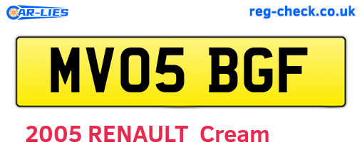 MV05BGF are the vehicle registration plates.
