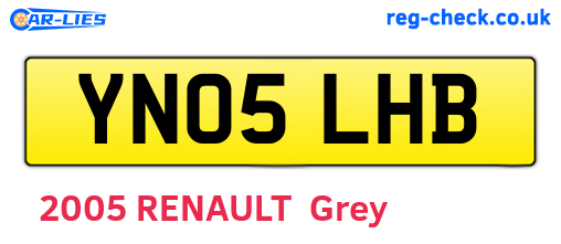 YN05LHB are the vehicle registration plates.