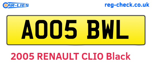 AO05BWL are the vehicle registration plates.