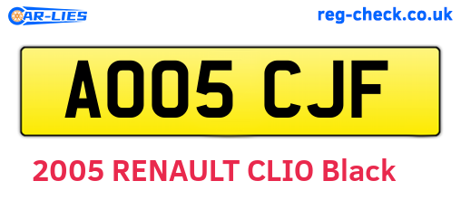 AO05CJF are the vehicle registration plates.