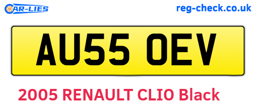 AU55OEV are the vehicle registration plates.