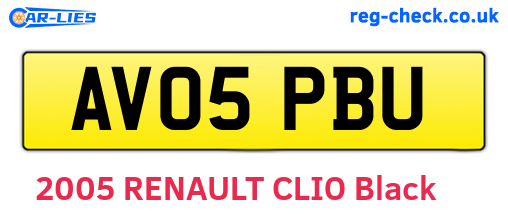 AV05PBU are the vehicle registration plates.
