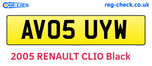 AV05UYW are the vehicle registration plates.