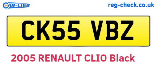 CK55VBZ are the vehicle registration plates.