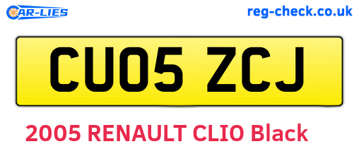 CU05ZCJ are the vehicle registration plates.