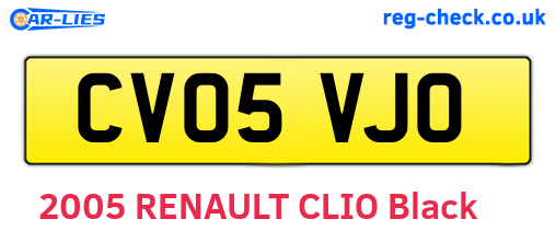 CV05VJO are the vehicle registration plates.