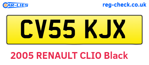 CV55KJX are the vehicle registration plates.