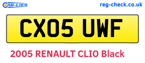 CX05UWF are the vehicle registration plates.