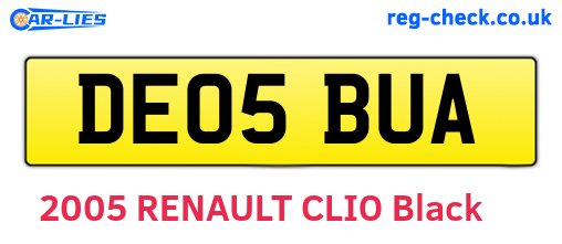 DE05BUA are the vehicle registration plates.