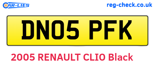 DN05PFK are the vehicle registration plates.