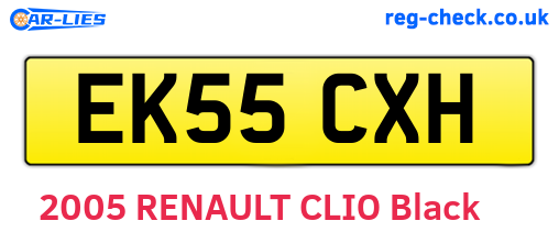 EK55CXH are the vehicle registration plates.