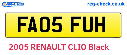 FA05FUH are the vehicle registration plates.
