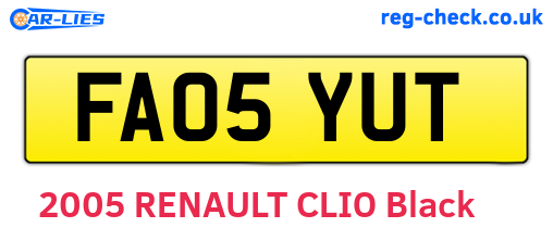FA05YUT are the vehicle registration plates.