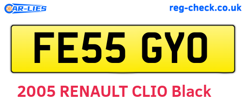 FE55GYO are the vehicle registration plates.