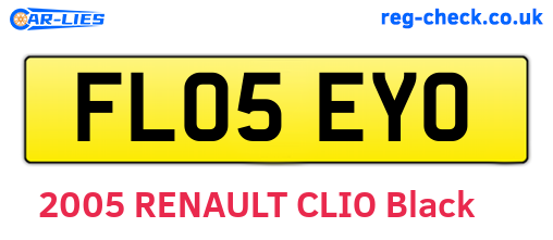 FL05EYO are the vehicle registration plates.