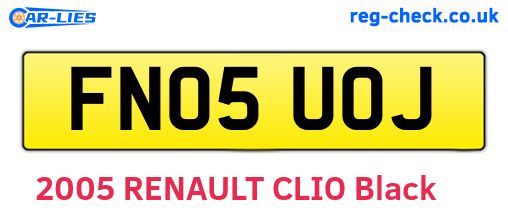 FN05UOJ are the vehicle registration plates.