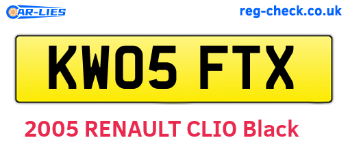 KW05FTX are the vehicle registration plates.