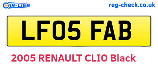 LF05FAB are the vehicle registration plates.