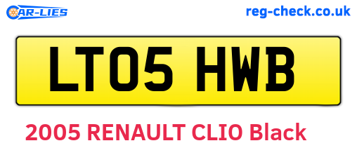 LT05HWB are the vehicle registration plates.