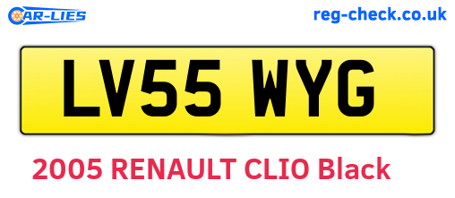 LV55WYG are the vehicle registration plates.
