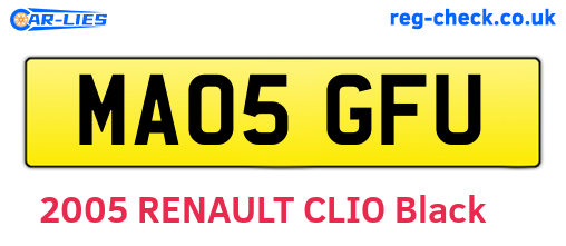 MA05GFU are the vehicle registration plates.