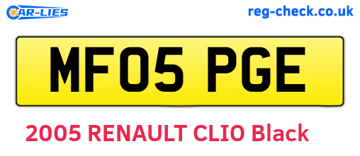 MF05PGE are the vehicle registration plates.