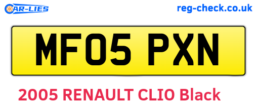 MF05PXN are the vehicle registration plates.