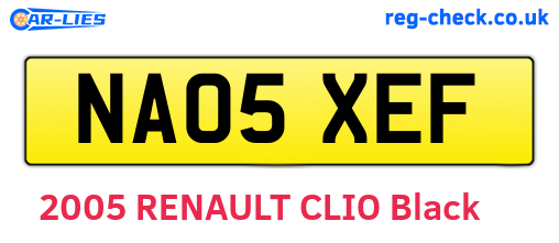 NA05XEF are the vehicle registration plates.