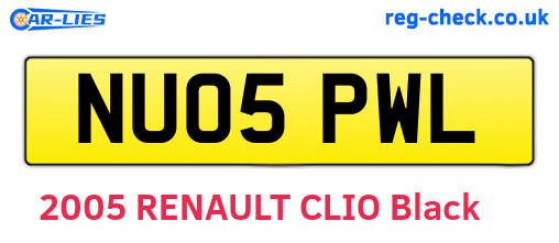 NU05PWL are the vehicle registration plates.