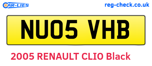 NU05VHB are the vehicle registration plates.