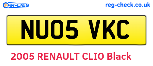 NU05VKC are the vehicle registration plates.