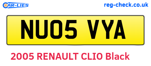 NU05VYA are the vehicle registration plates.