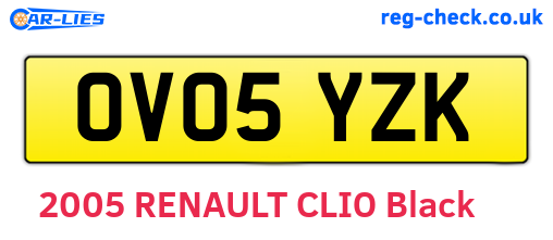 OV05YZK are the vehicle registration plates.