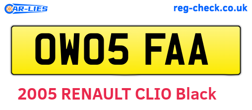 OW05FAA are the vehicle registration plates.