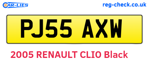 PJ55AXW are the vehicle registration plates.