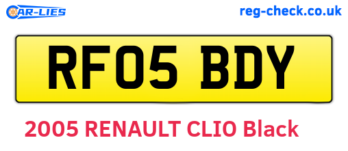RF05BDY are the vehicle registration plates.