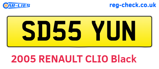 SD55YUN are the vehicle registration plates.