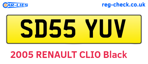 SD55YUV are the vehicle registration plates.