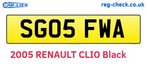 SG05FWA are the vehicle registration plates.