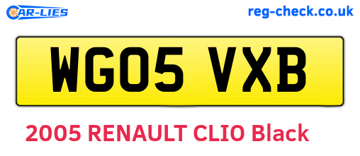 WG05VXB are the vehicle registration plates.