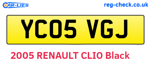 YC05VGJ are the vehicle registration plates.